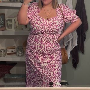 pink puff sleeve dress